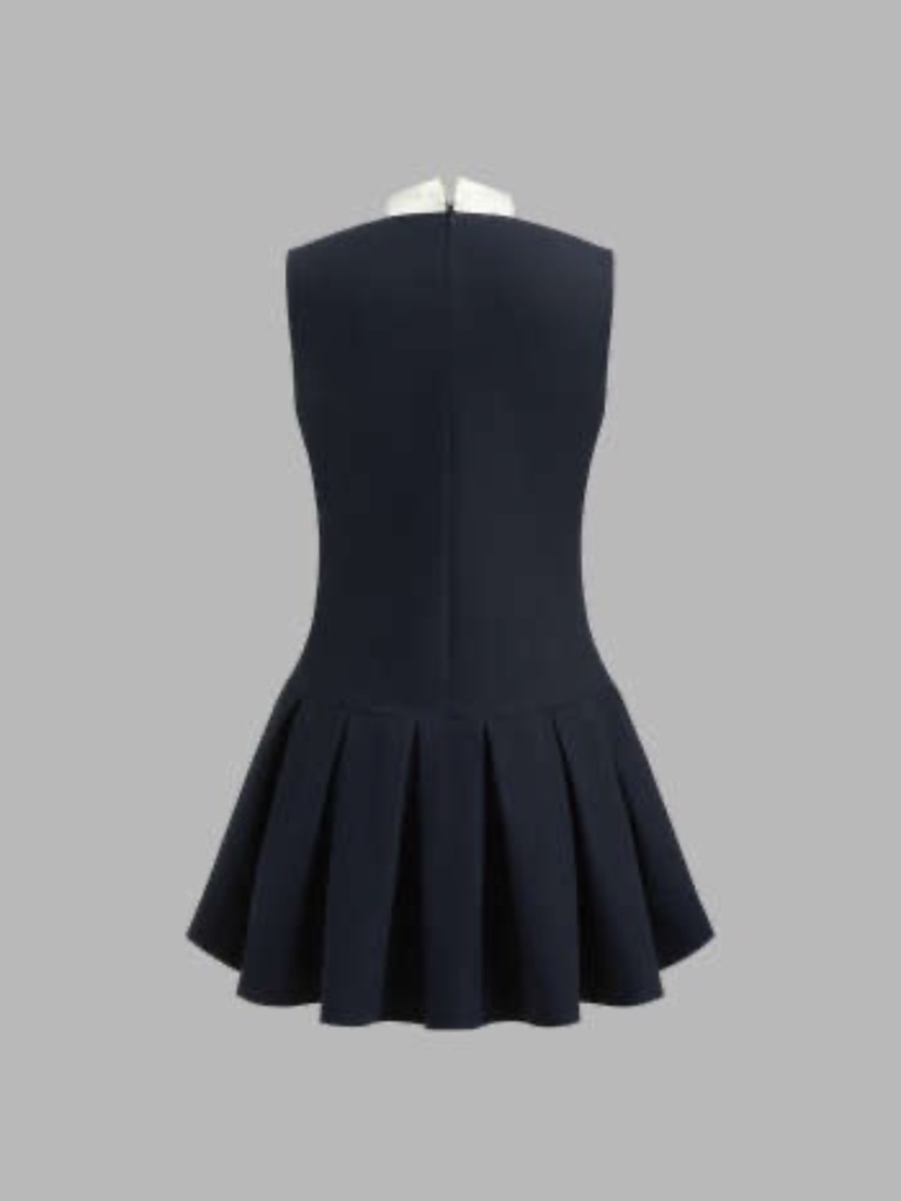 Cider Black Drop Waist Stand Collar Solid Bowknot Pleated Mini Dress Size L/8 - Picture 2 of 7